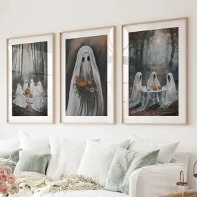 Moody Halloween Ghosts Trendy Wall Art Poster