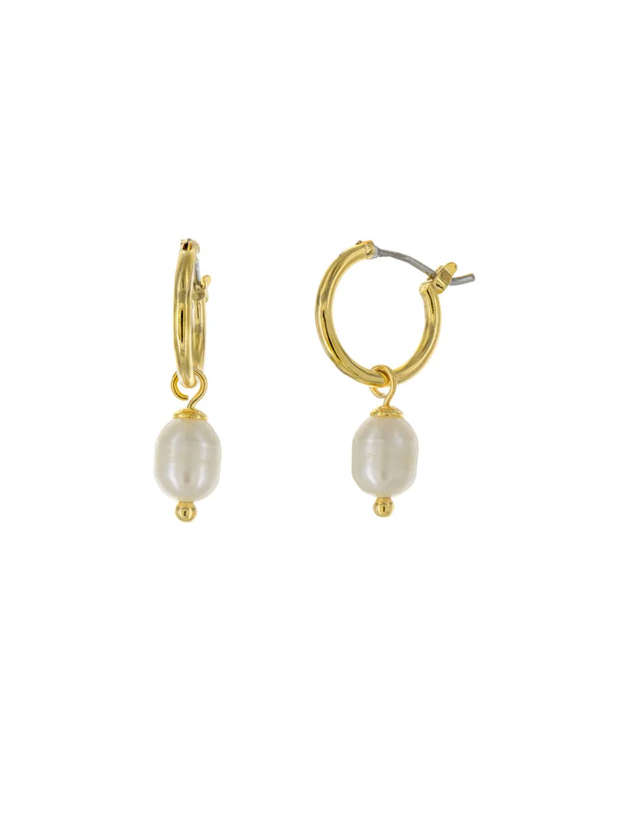 Pearl Charm Dangle Hoops