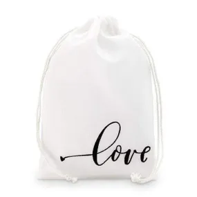 "love" Print Muslin Drawstring Favor Bag - Medium (Pack of 12)