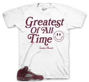 Retro 5 Burgundy Shirt - Goat - White