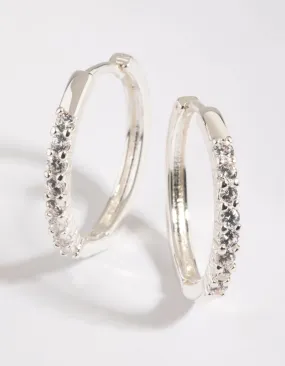 Silver Cubic Zirconia Hoop Earrings