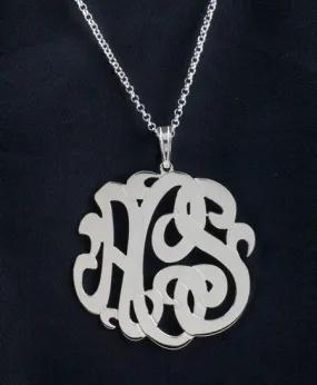 Sterling Silver 3 Initial Monogram Necklace