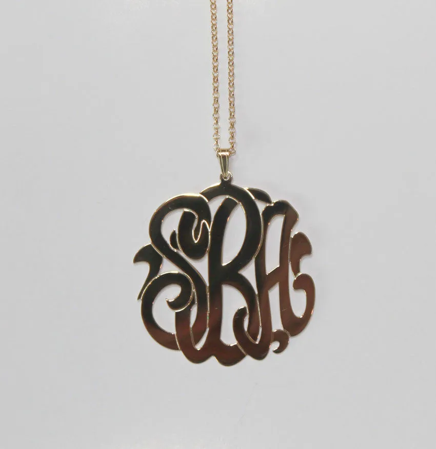 Sterling Silver 3 Initial Monogram Necklace