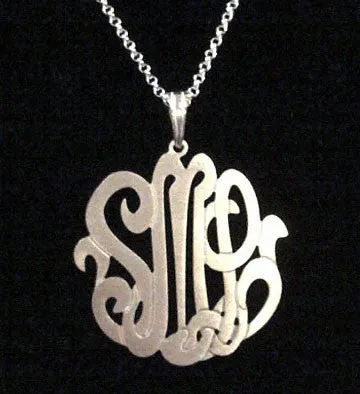 Sterling Silver 3 Initial Monogram Necklace