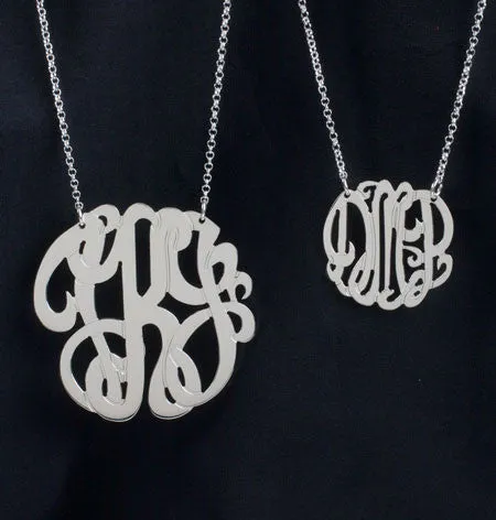 Sterling Silver 3 Initial Monogram Necklace