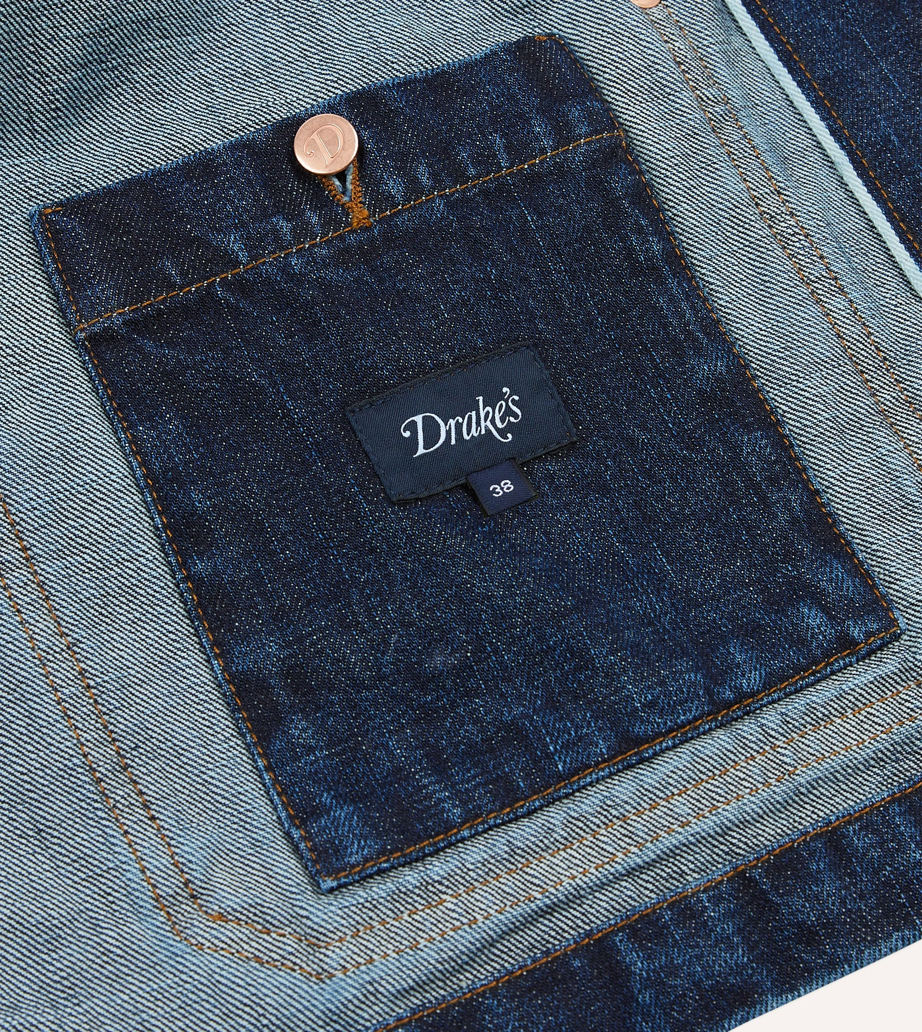 Stone Wash Selvedge Denim Five-Pocket Chore Jacket