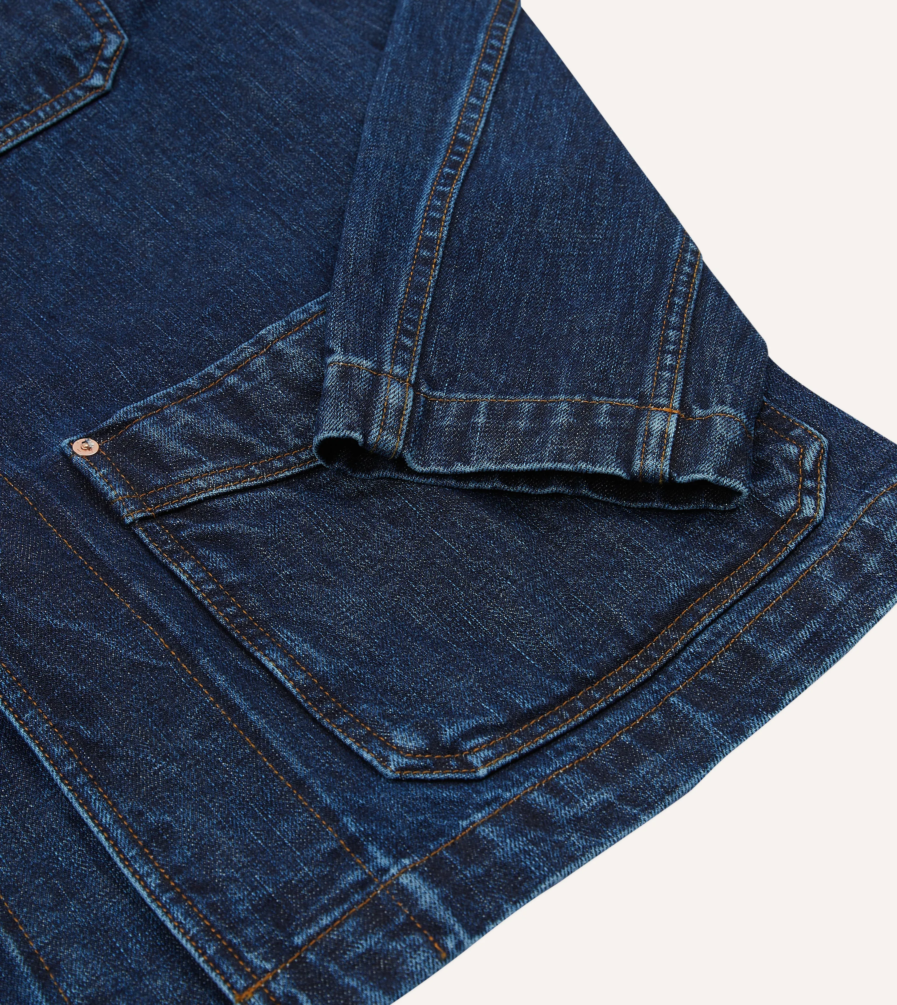 Stone Wash Selvedge Denim Five-Pocket Chore Jacket