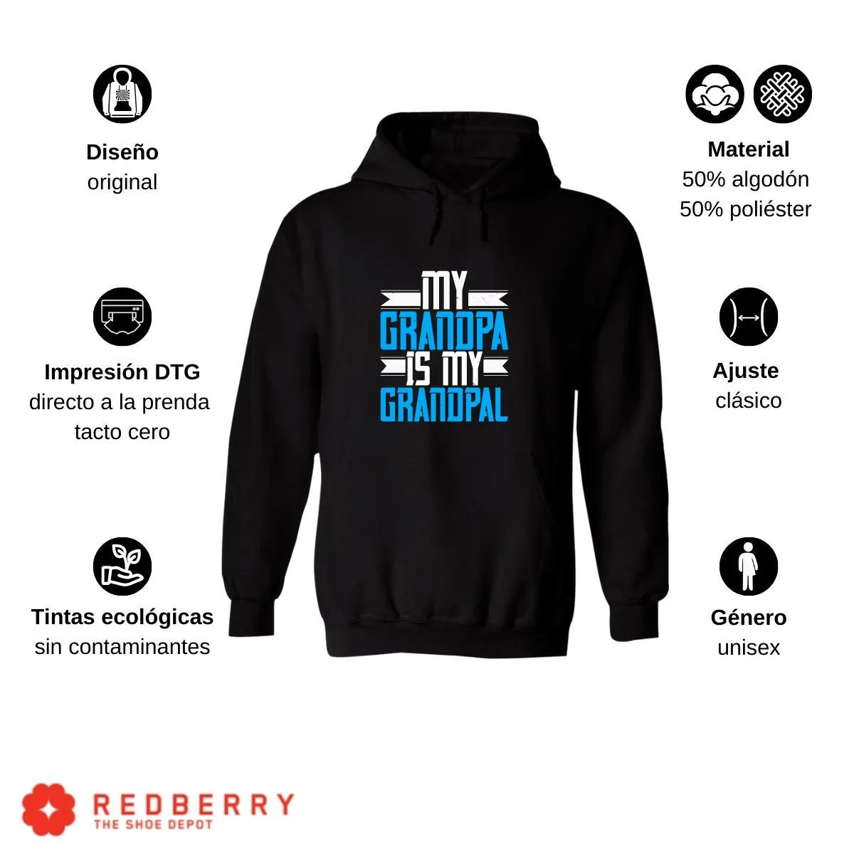 Sudadera Hombre  Hoodie Abuelo Papá Padre Hijo Hija 036