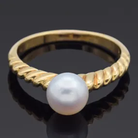 Tiffany & Co. 18K Yellow Gold Pearl Band Ring Size 6.25