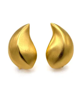 【USA輸入】ヴィンテージ KJL マットゴールド アブストラクト イヤリング/Vintage KJL Matte Gold Abstract Clip On Earrings