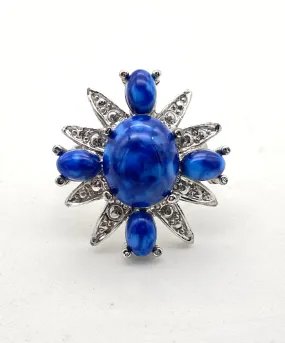 【USA輸入】ヴィンテージ SARAH COV. ブルー カボション リング/Vintage SARAH COV. Blue Cabochon Ring