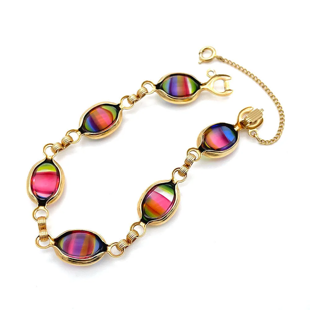 【USA輸入】ヴィンテージ SARAH COV. レインボー アートガラス ブレスレット/Vintage SARAH COV. Art Glass Bracelet