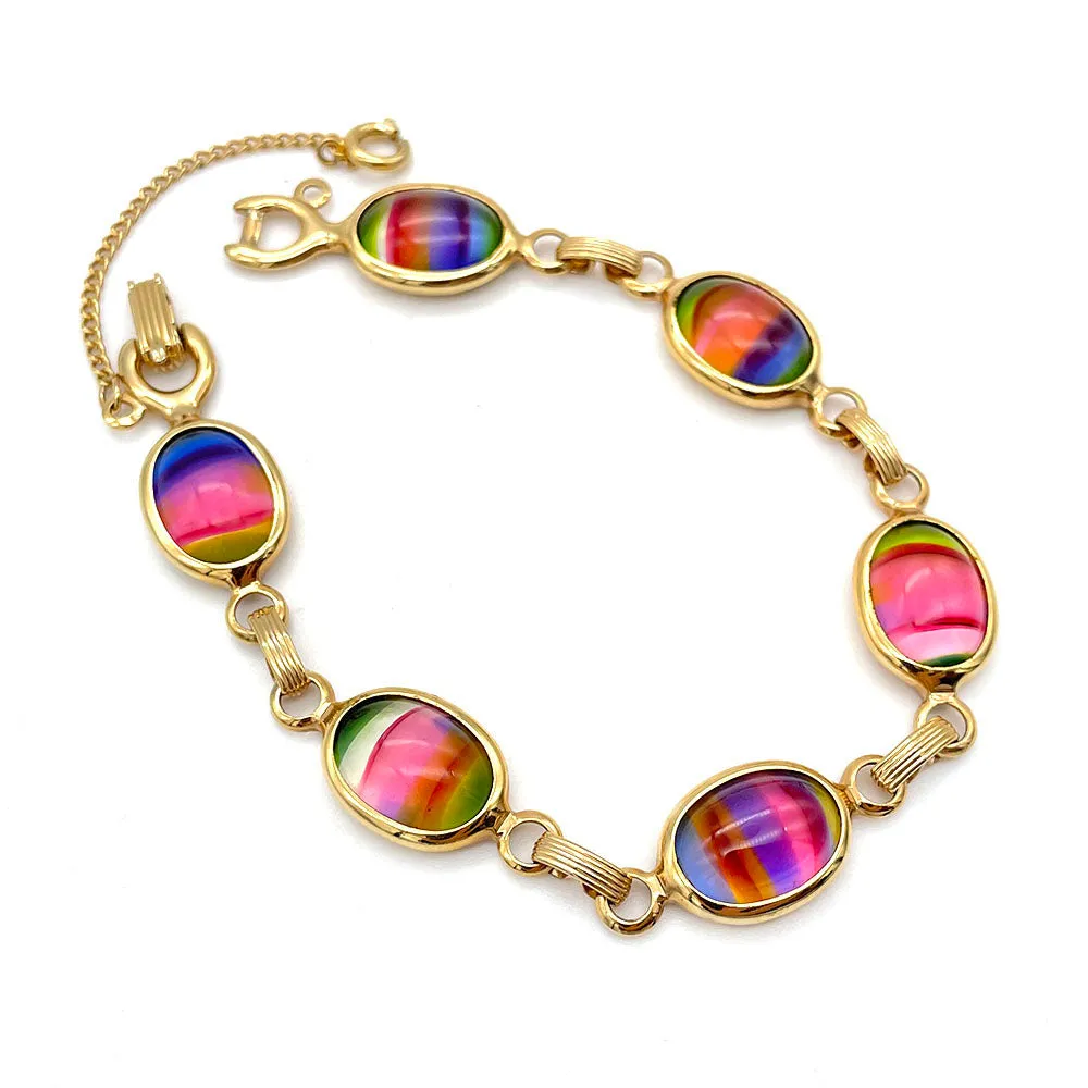 【USA輸入】ヴィンテージ SARAH COV. レインボー アートガラス ブレスレット/Vintage SARAH COV. Art Glass Bracelet