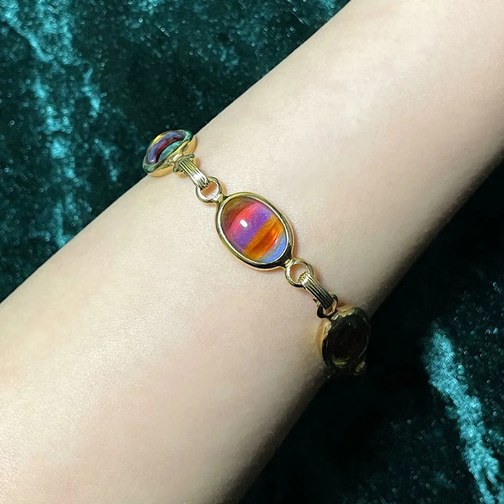 【USA輸入】ヴィンテージ SARAH COV. レインボー アートガラス ブレスレット/Vintage SARAH COV. Art Glass Bracelet