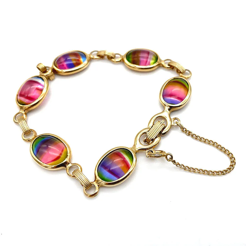 【USA輸入】ヴィンテージ SARAH COV. レインボー アートガラス ブレスレット/Vintage SARAH COV. Art Glass Bracelet