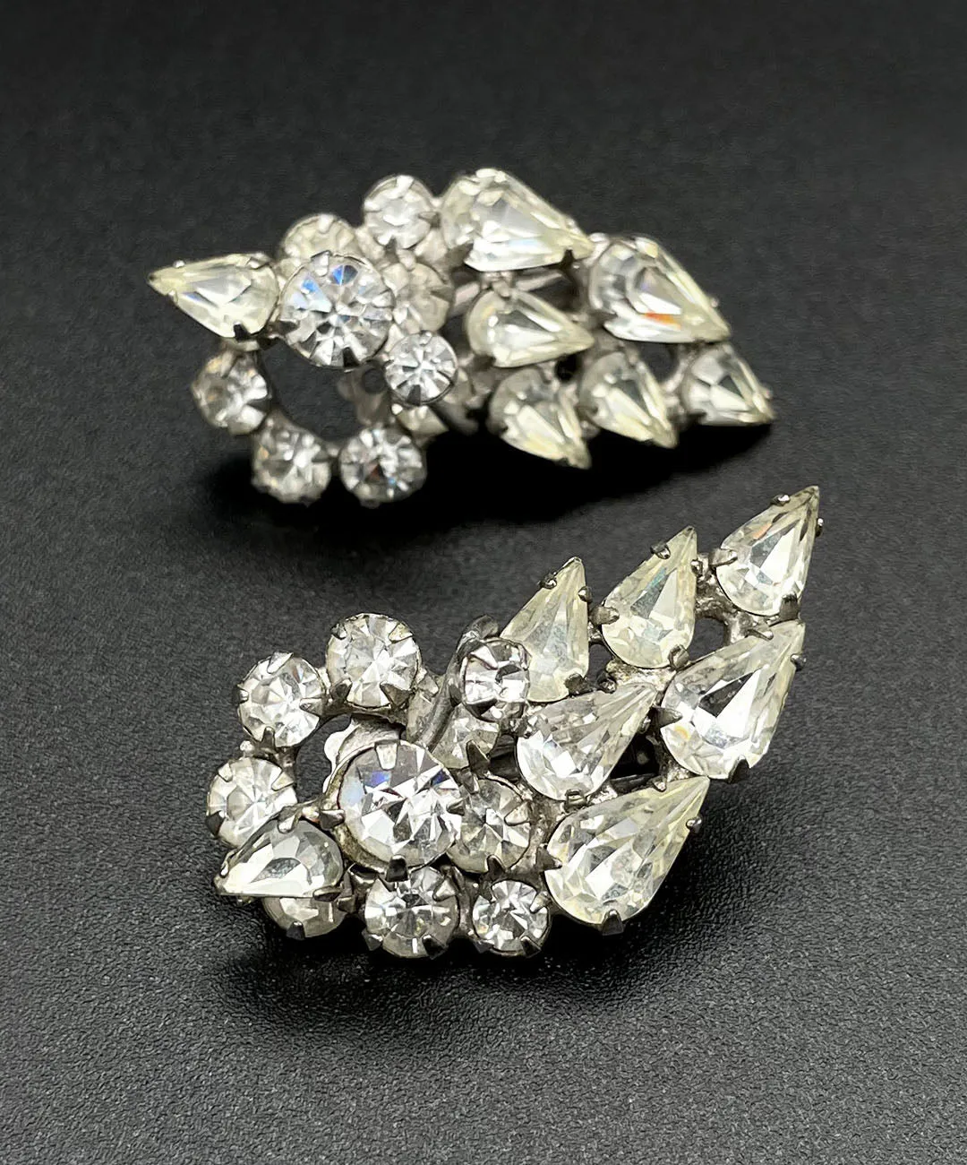 【USA輸入】ヴィンテージ クリア ビジュー イヤリング/Vintage Clear Bijou  Clip On Earrings