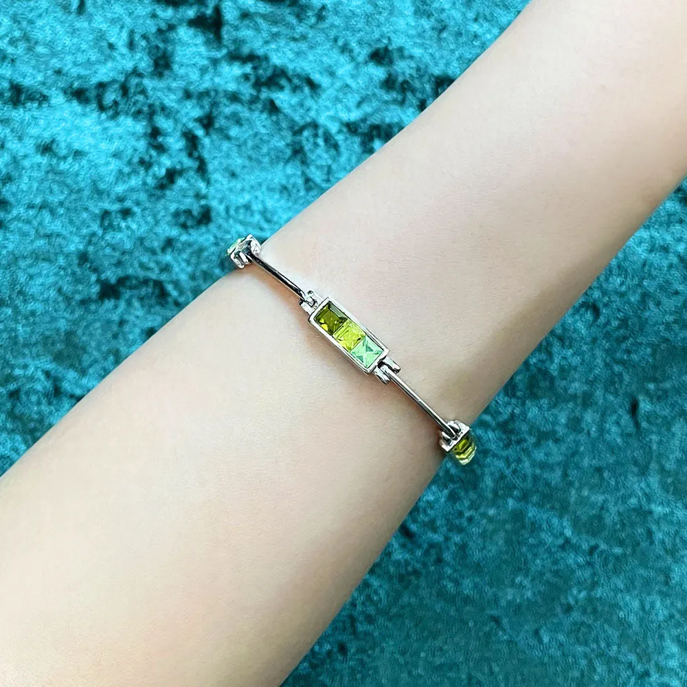 【USA輸入】ヴィンテージ グリーンシェード スクエア ビジュー ブレスレット/Vintage Green Shade Square Bijou Bracelet