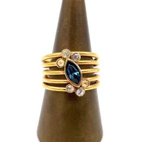 【USA輸入】ヴィンテージ サファイアブルー クリア ビジュー リング/Vintage Sapphire Blue Bijou Ring