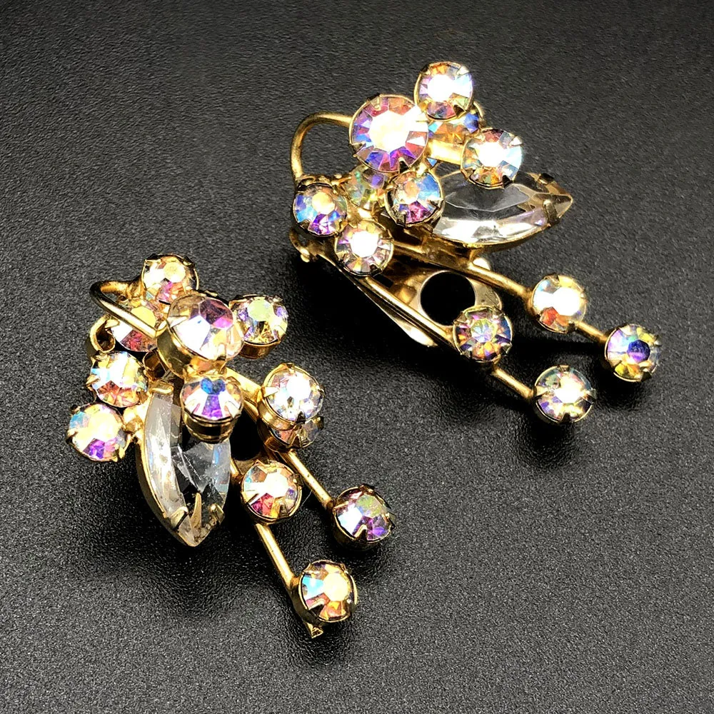 【USA輸入】ヴィンテージ ジュリアナ オーロラストーン イヤリング/Vintage JULIANA Aurora stones Clip On Earrings