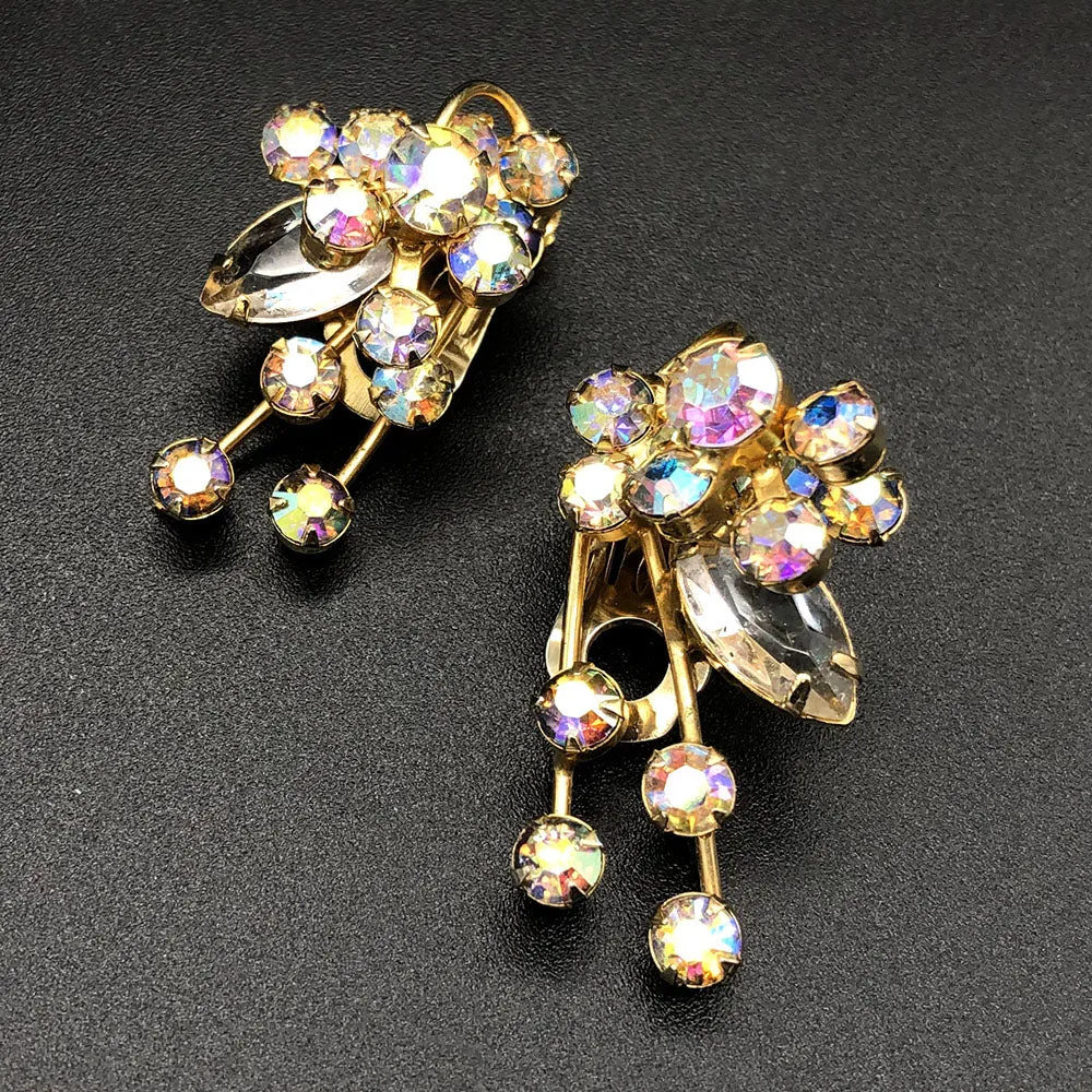 【USA輸入】ヴィンテージ ジュリアナ オーロラストーン イヤリング/Vintage JULIANA Aurora stones Clip On Earrings