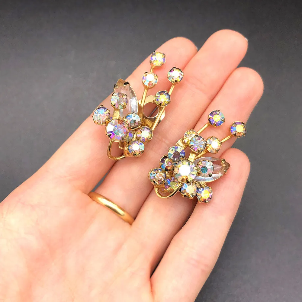 【USA輸入】ヴィンテージ ジュリアナ オーロラストーン イヤリング/Vintage JULIANA Aurora stones Clip On Earrings