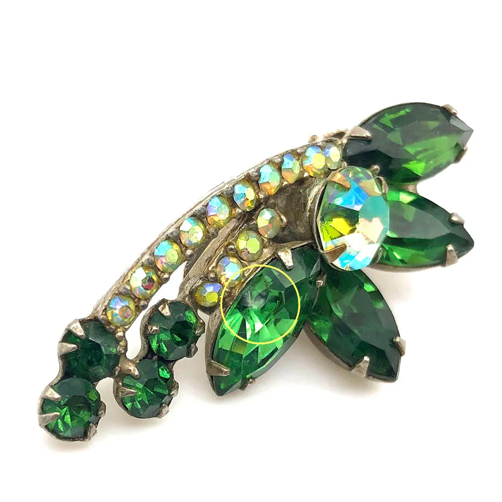 【USA輸入】ヴィンテージ ジュリアナ グリーン ラインストーン イヤリング/Vintage JULIANA Green Rhinestones Clip On Earrings