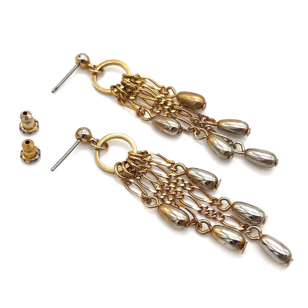 【USA輸入】ヴィンテージ メタル チェーン  ピアス/Vintage Metal Chain Dangle Post Earrings