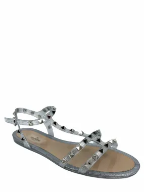 Valentino Jelly Flat Rockstud Ankle Strap Sandals Size 10