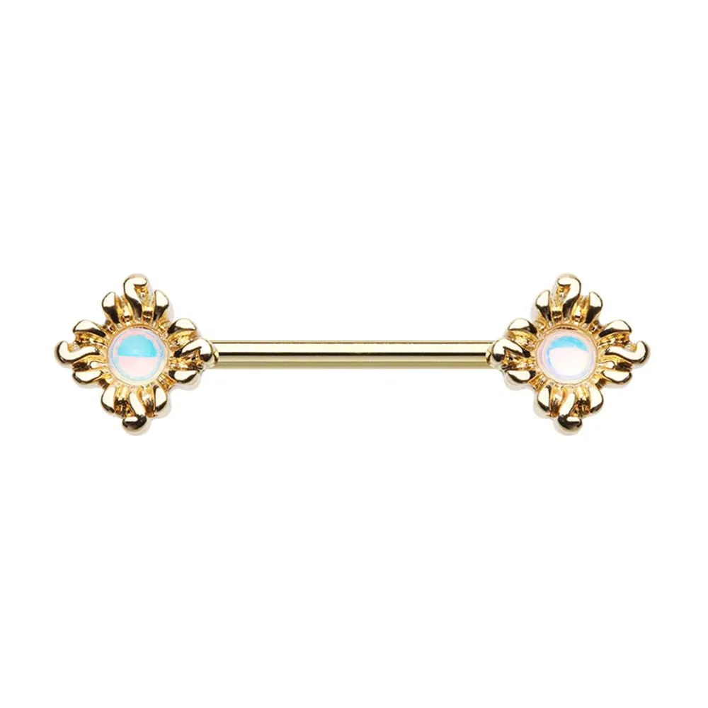 WILDKLASS Golden Illuminating Opal Sun Nipple Barbell