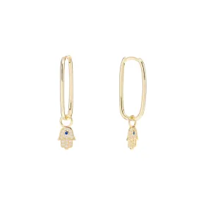 YGP Sterling CZ Hamsa Hoop Earrings