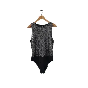 ZARA Black with Silver Sequins Bodysuit | Gently Used |