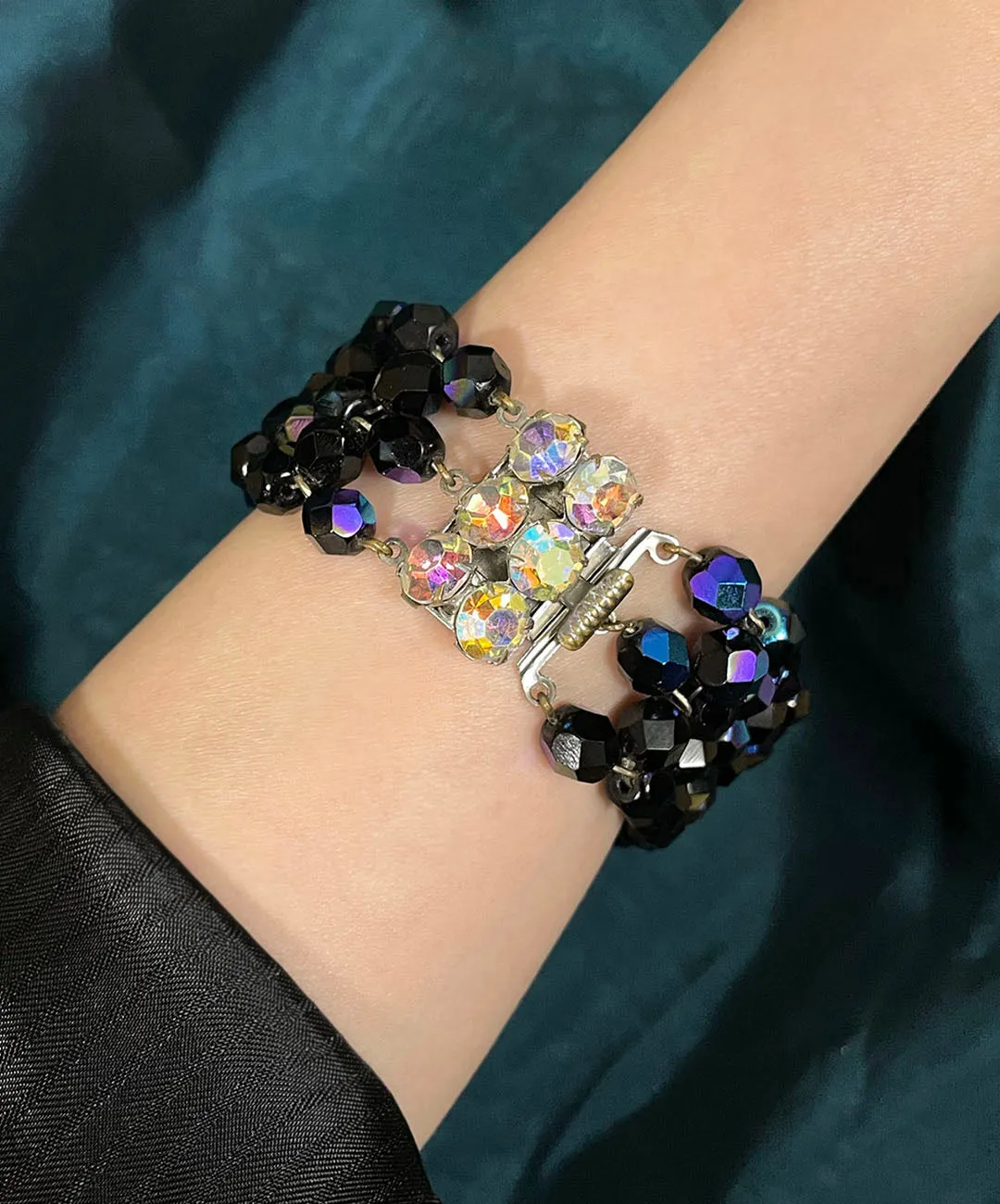 【チェコ買付】ヴィンテージ オーロラ ガラスビーズ ブレスレット/Vintage Aurora Glass Beads Bracelet