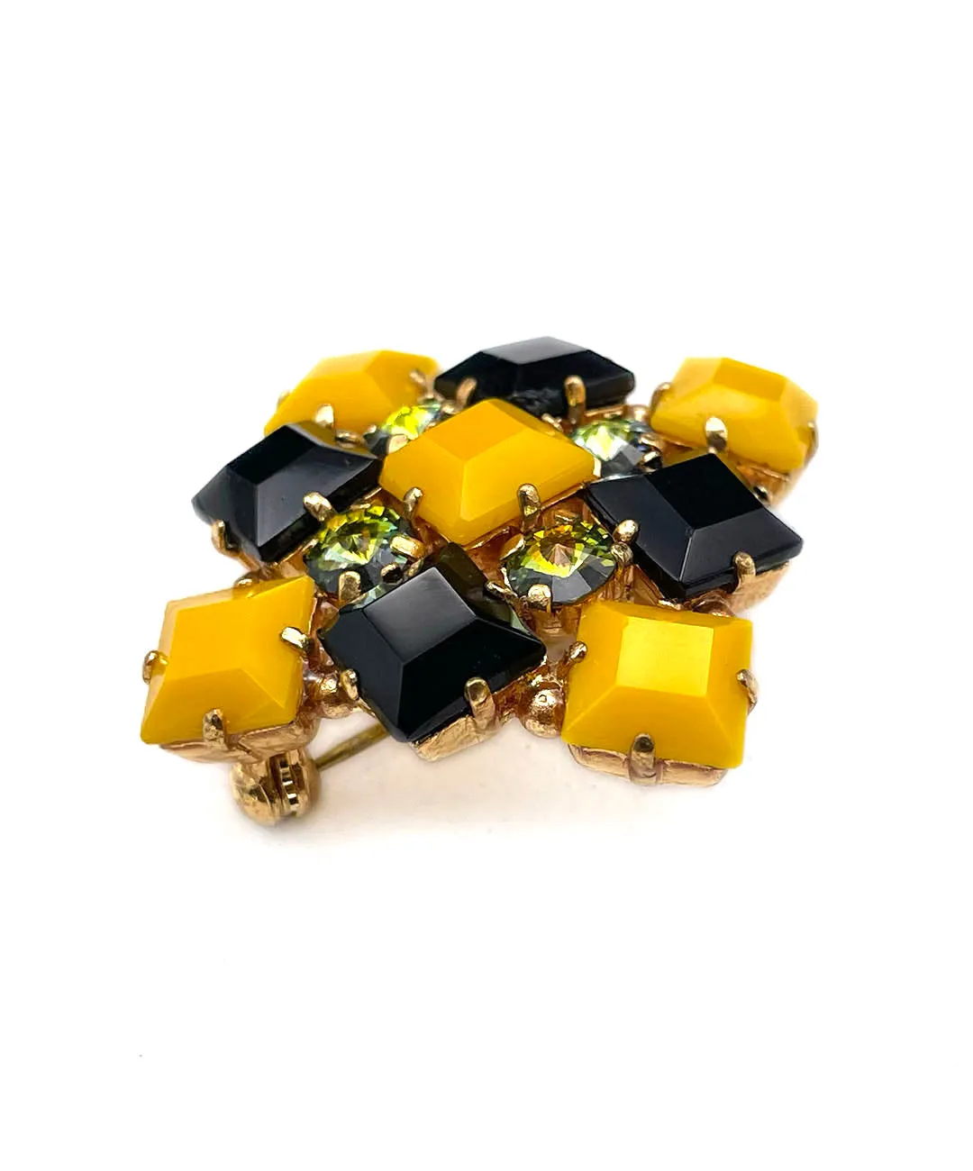 【ドイツ買付】ヴィンテージ SEIBOTH ブラック イエロー ビジュー ブローチ/Vintage SEIBOTH Black Yellow Bijou Brooch