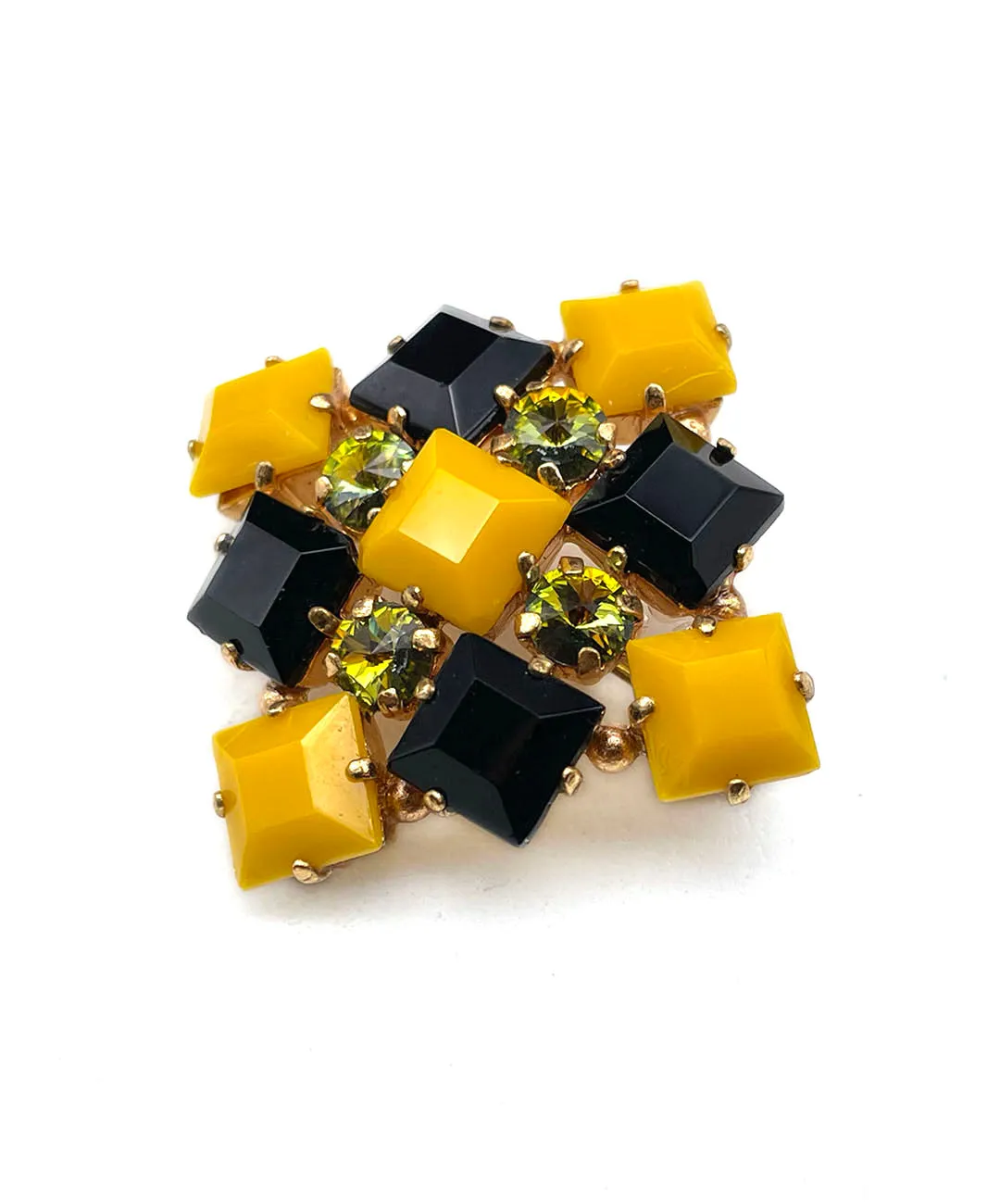 【ドイツ買付】ヴィンテージ SEIBOTH ブラック イエロー ビジュー ブローチ/Vintage SEIBOTH Black Yellow Bijou Brooch