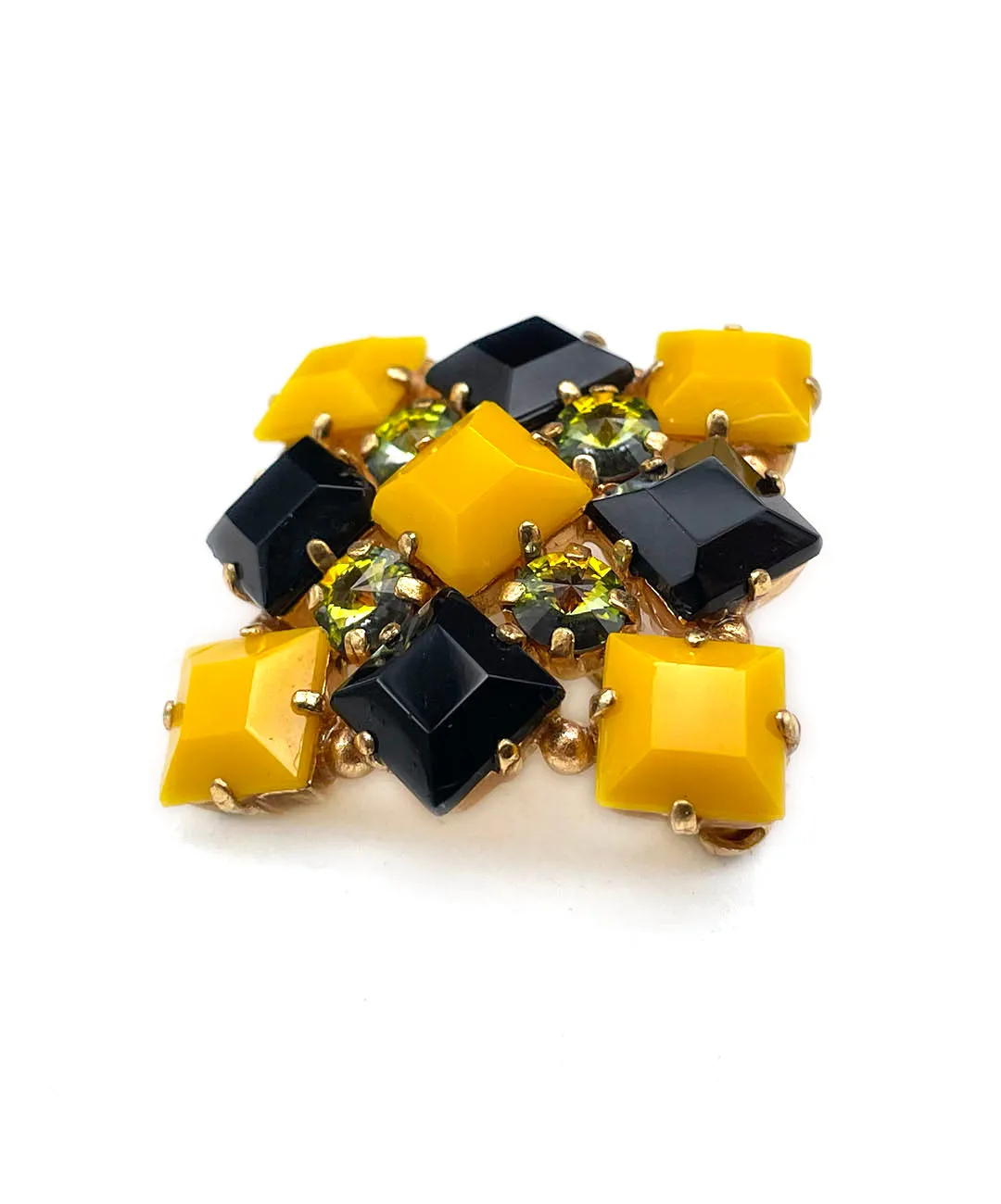 【ドイツ買付】ヴィンテージ SEIBOTH ブラック イエロー ビジュー ブローチ/Vintage SEIBOTH Black Yellow Bijou Brooch