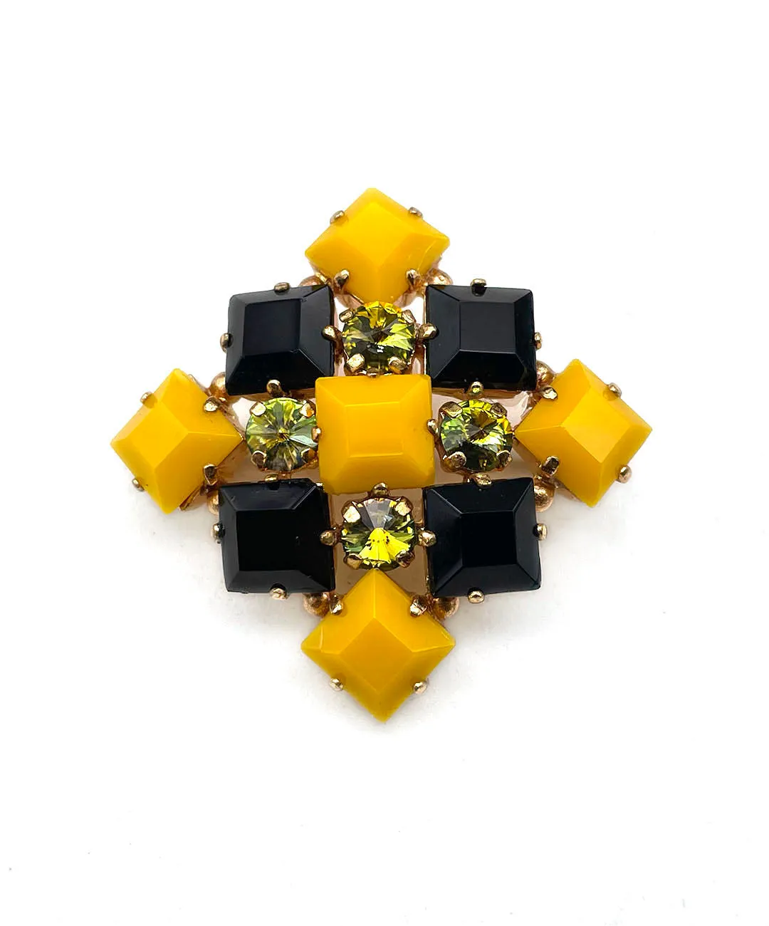 【ドイツ買付】ヴィンテージ SEIBOTH ブラック イエロー ビジュー ブローチ/Vintage SEIBOTH Black Yellow Bijou Brooch