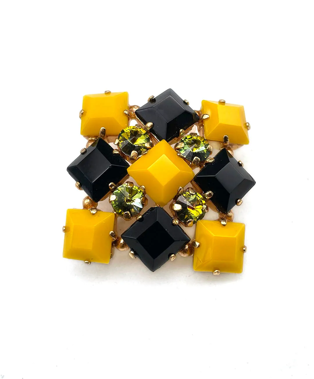 【ドイツ買付】ヴィンテージ SEIBOTH ブラック イエロー ビジュー ブローチ/Vintage SEIBOTH Black Yellow Bijou Brooch