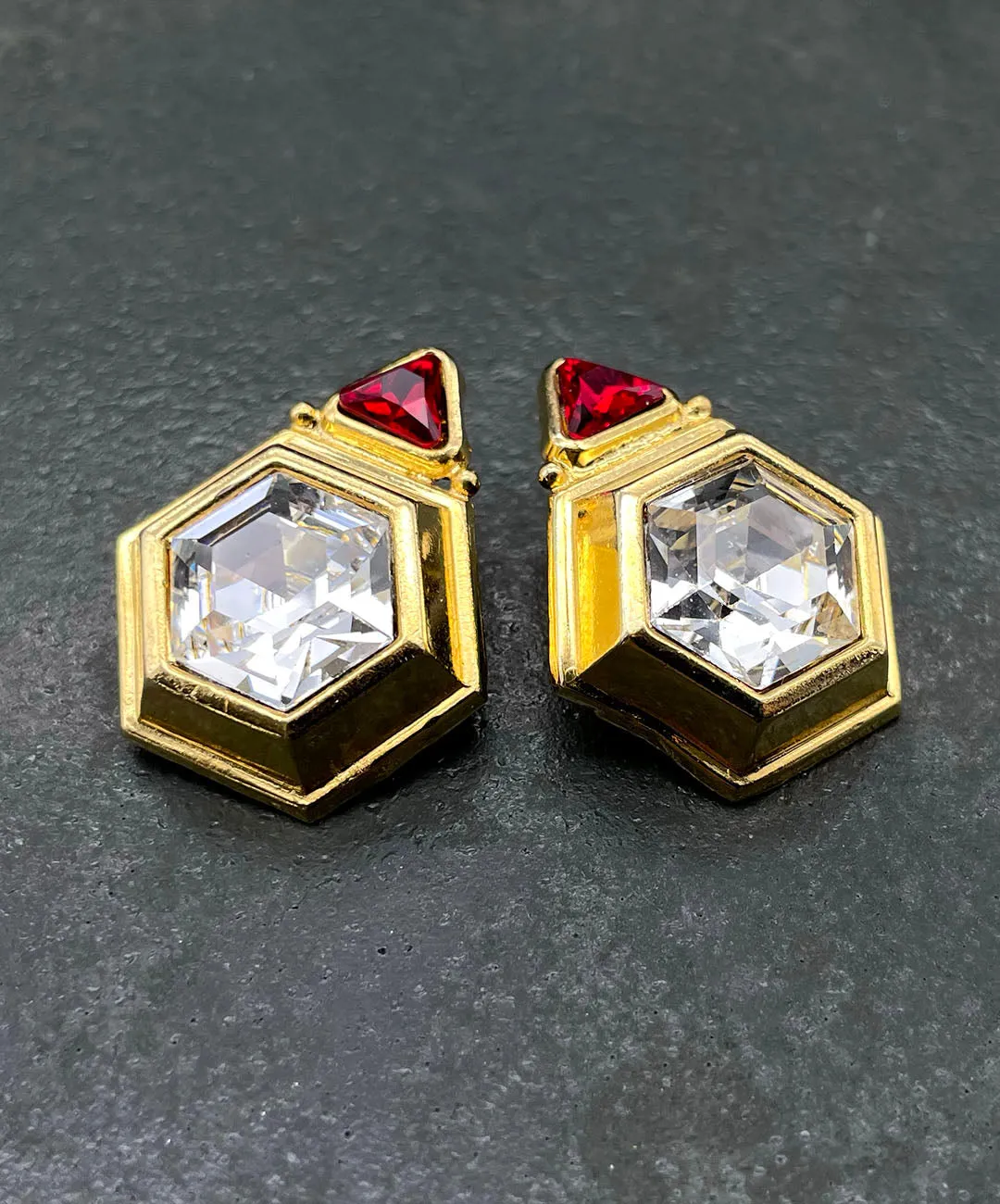 【ドイツ買付】ヴィンテージ SEIBOTH ヘキサゴン ビジュー イヤリング/Vintage SEIBOTH Hexagon Bijou Clip On Earrings