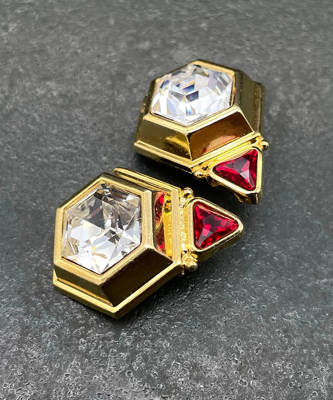 【ドイツ買付】ヴィンテージ SEIBOTH ヘキサゴン ビジュー イヤリング/Vintage SEIBOTH Hexagon Bijou Clip On Earrings