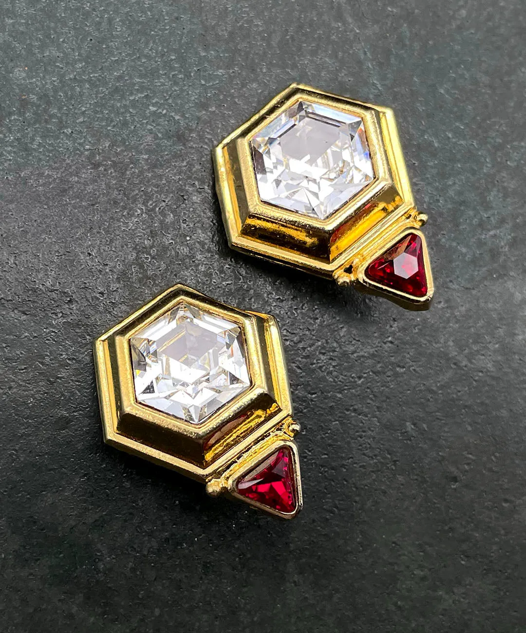 【ドイツ買付】ヴィンテージ SEIBOTH ヘキサゴン ビジュー イヤリング/Vintage SEIBOTH Hexagon Bijou Clip On Earrings