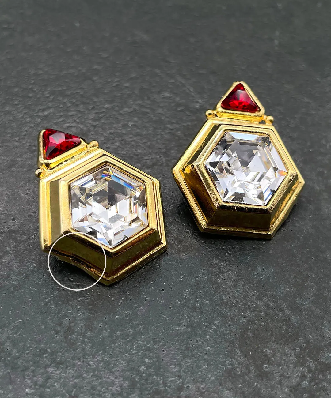 【ドイツ買付】ヴィンテージ SEIBOTH ヘキサゴン ビジュー イヤリング/Vintage SEIBOTH Hexagon Bijou Clip On Earrings