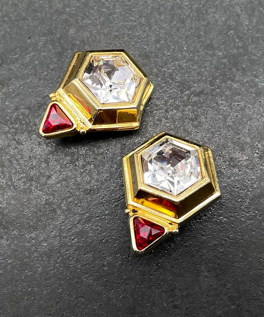 【ドイツ買付】ヴィンテージ SEIBOTH ヘキサゴン ビジュー イヤリング/Vintage SEIBOTH Hexagon Bijou Clip On Earrings