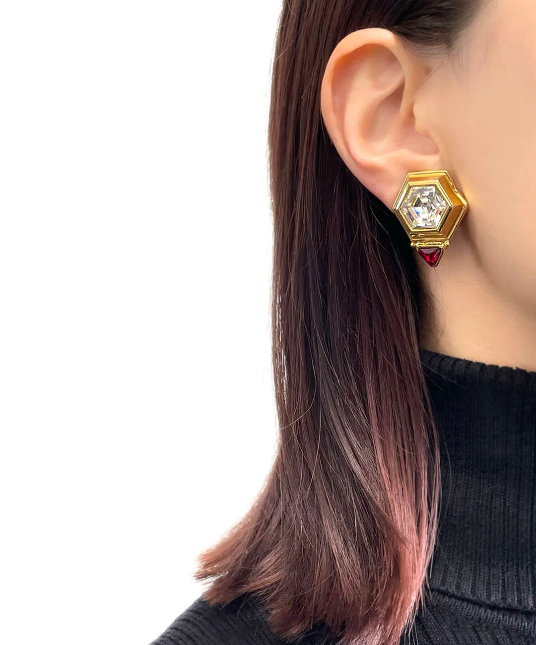 【ドイツ買付】ヴィンテージ SEIBOTH ヘキサゴン ビジュー イヤリング/Vintage SEIBOTH Hexagon Bijou Clip On Earrings