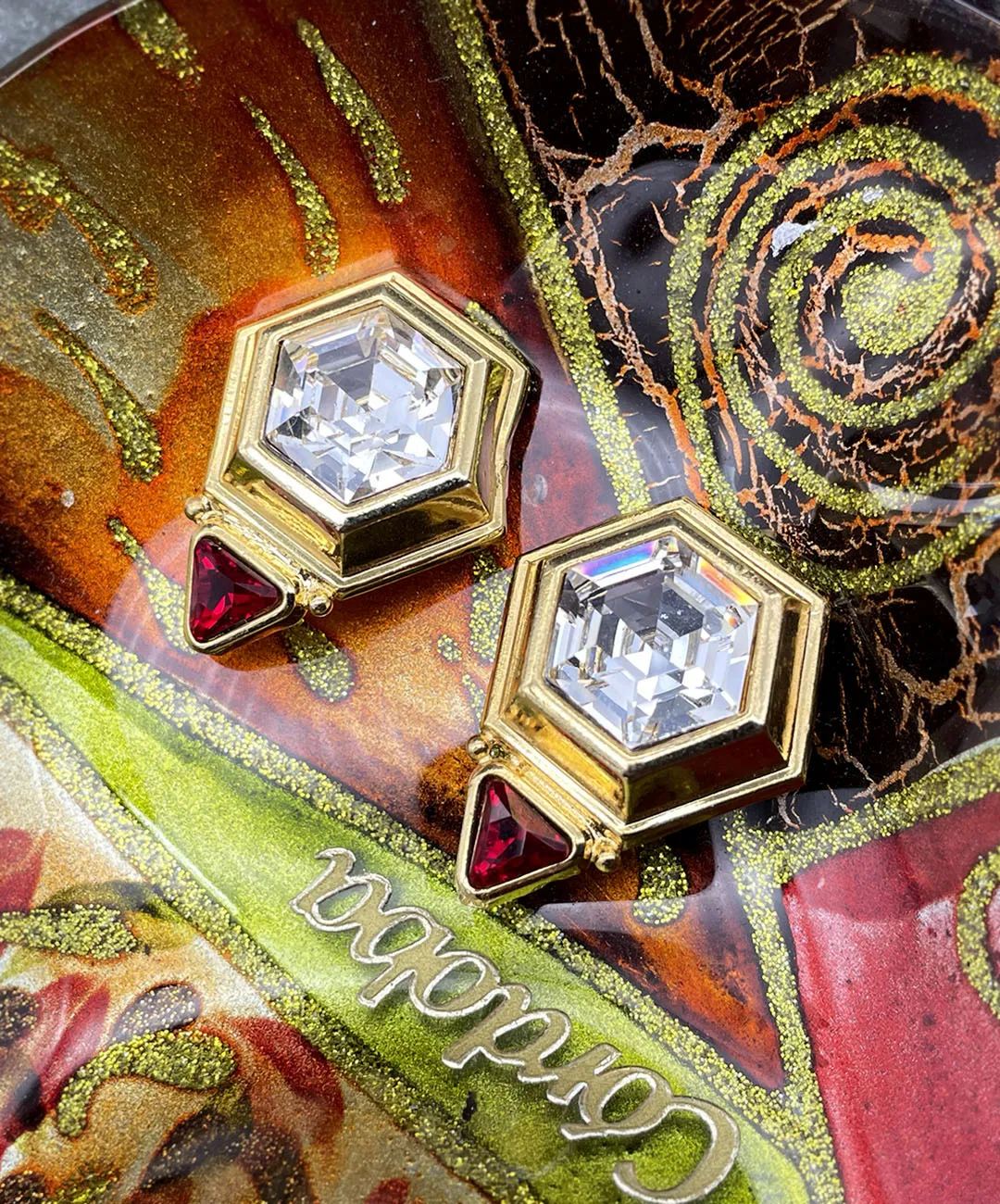 【ドイツ買付】ヴィンテージ SEIBOTH ヘキサゴン ビジュー イヤリング/Vintage SEIBOTH Hexagon Bijou Clip On Earrings