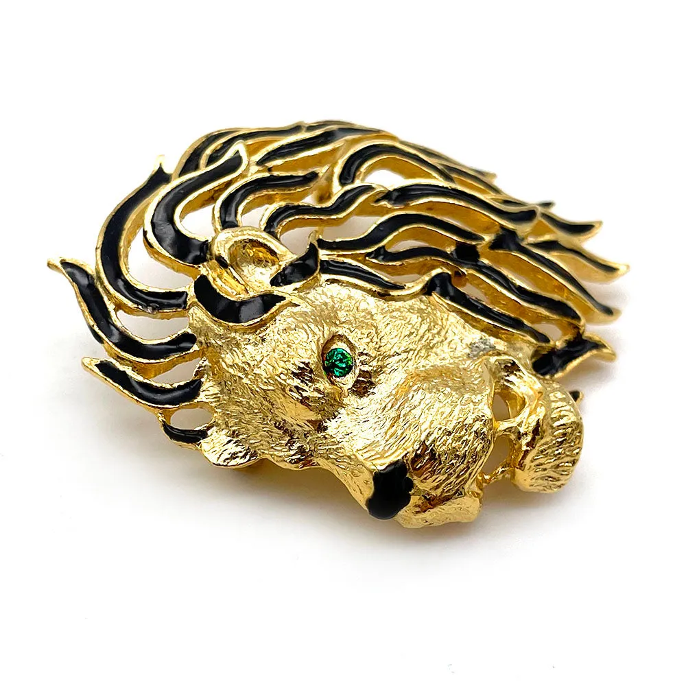 【フランス輸入】 ヴィンテージ SPHINX ライオン エナメル ブローチ/Vintage SPHINX Lion Enamel Brooch