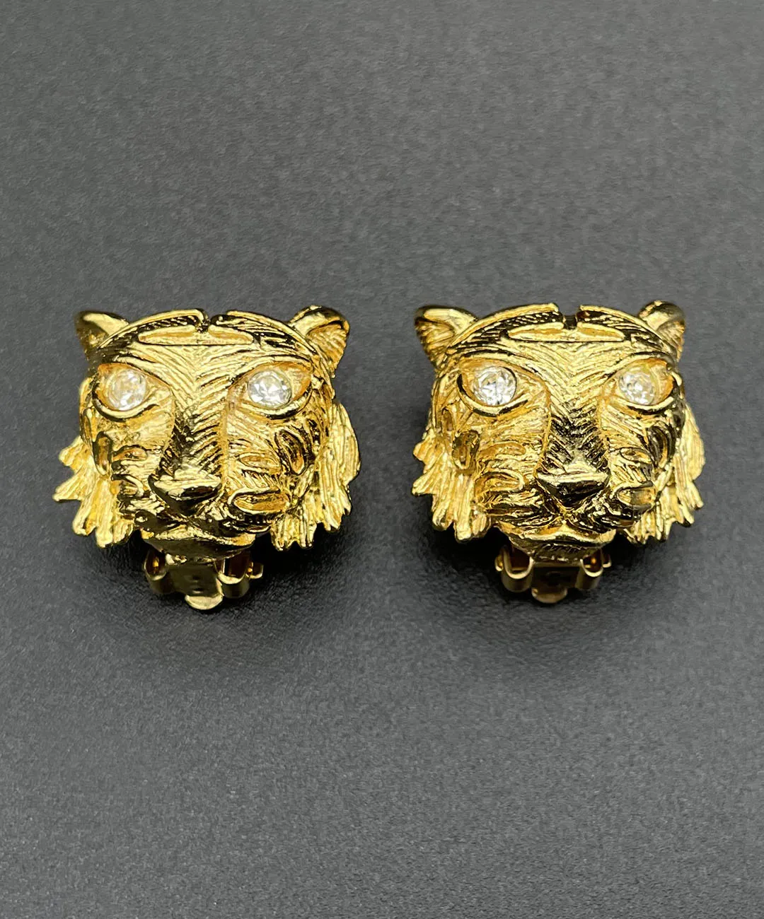 【フランス輸入】ヴィンテージ SPHINX タイガー ビジュー イヤリング/Vintage SPHINX Tiger Bijou Clip On Earrings