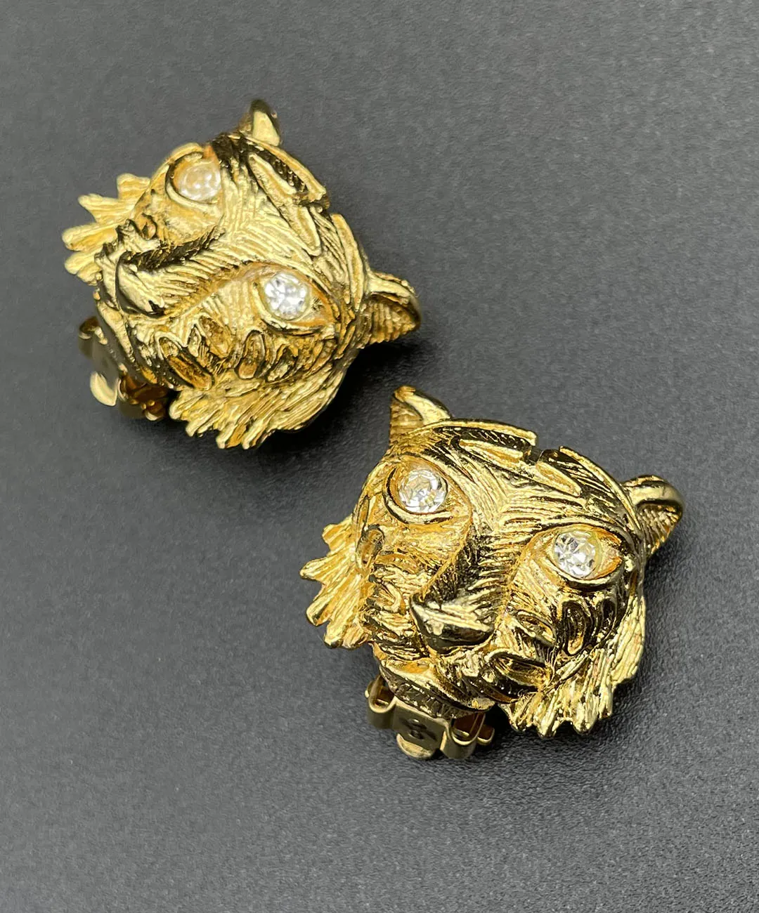 【フランス輸入】ヴィンテージ SPHINX タイガー ビジュー イヤリング/Vintage SPHINX Tiger Bijou Clip On Earrings